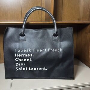 LA TC Vegan Leather Tote I Speak Fluent French Bag Purse
